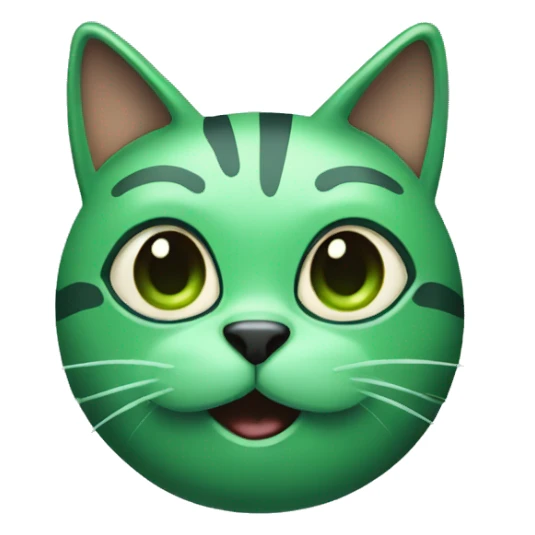Green cat with black eyes and antenna  sticker