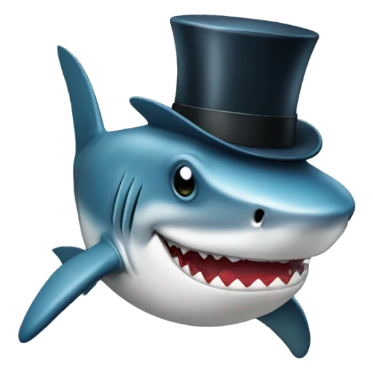 Shark with a top hat with it pooping sticker