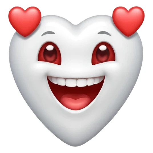 white tooth with heart-shaped eyes sticker
