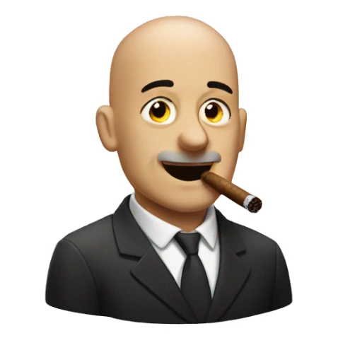 bald man smoking cigar sticker