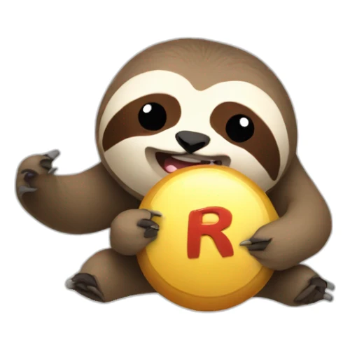 sloth holding the word RAGE sticker