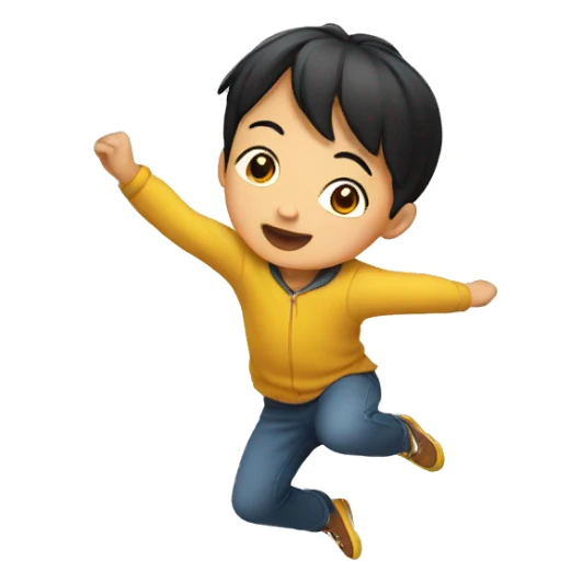 asian jumping child  sticker