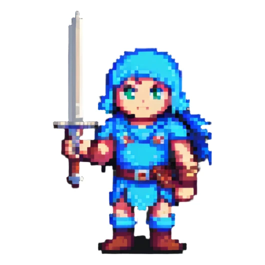 8-bit hero character with sword sticker