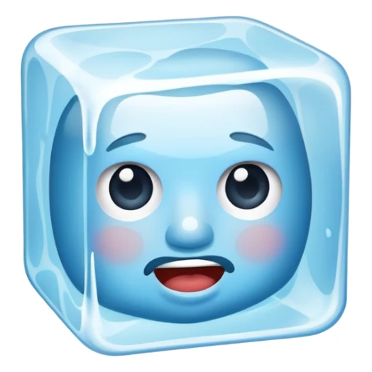 Ice cube with a flat mouth sticker