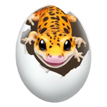 Orange leopard gecko emerges from egg sticker