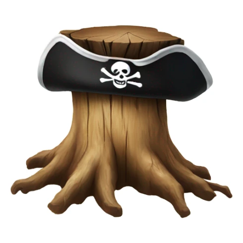 tree stump with a pirate hat sticker