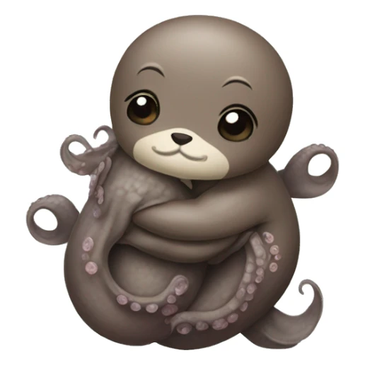 Octopus hugging otter sticker