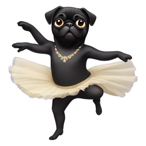 Male Black pug dancing ballet  sticker