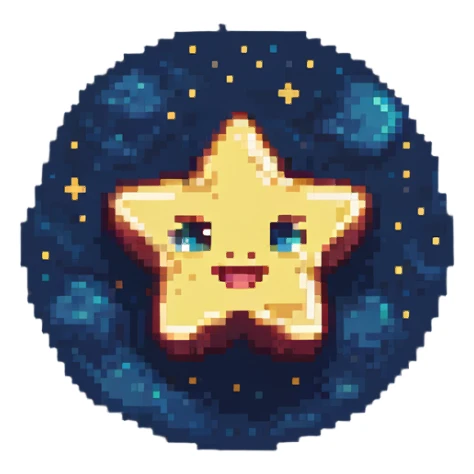 determined star character with bold facial expression in a night sky sticker