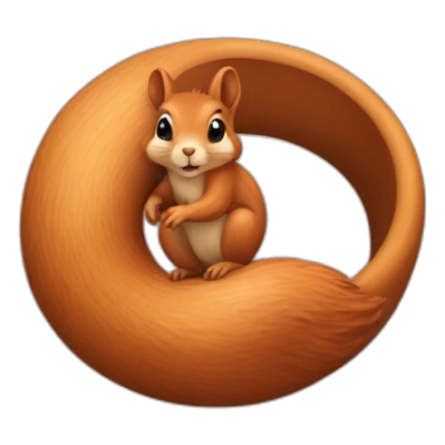 the squirrel curled up in a ring and covered itself with its tail sticker