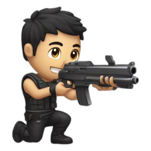 gamer chib gun sticker