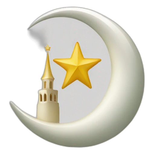 White Muslim crescent with star and mosque inside sticker
