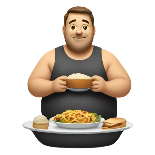 full body fat man eating a warm  sticker