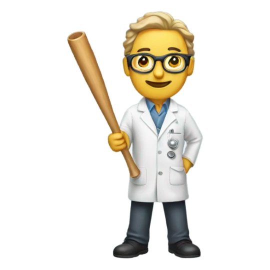 scientist holding baseball bat tubes sticker