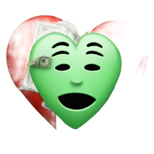 Broken heart with money  sticker
