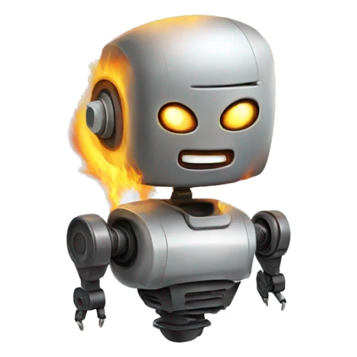 Robot electricity on fire sticker