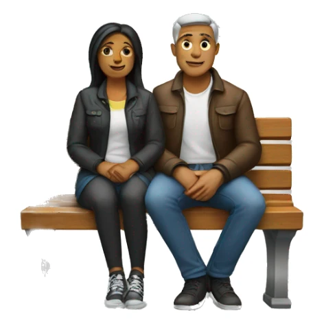 A couple sitting on a bench sticker