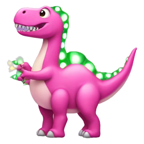 A pink dinosaur with Christmas lights sticker