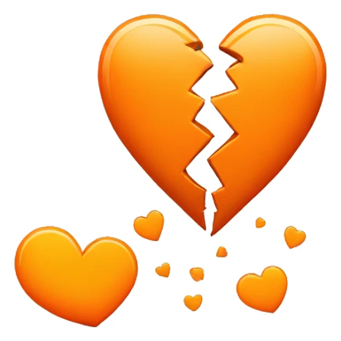  broken heart orange color sticker