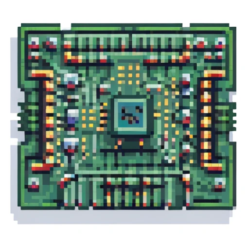 pixel art style microchip, simple, clear details, no text sticker