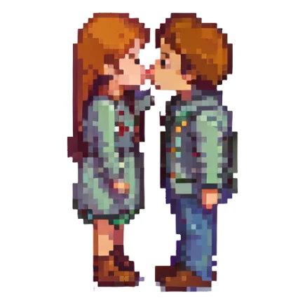 a couple kissing sticker