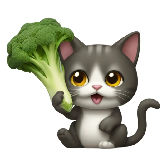 cat eating brocile sticker