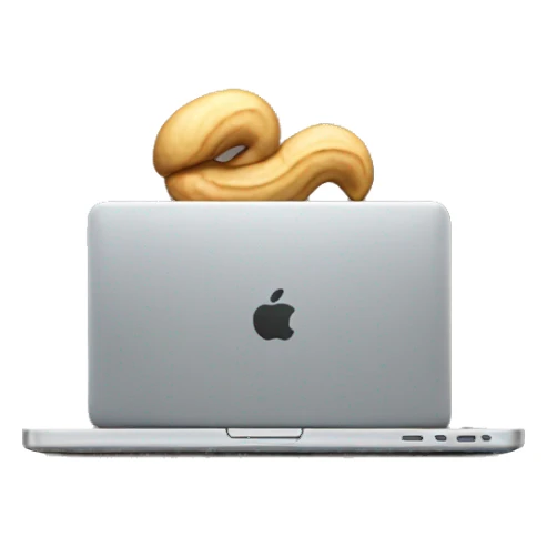 Peanut typing on a laptop sticker