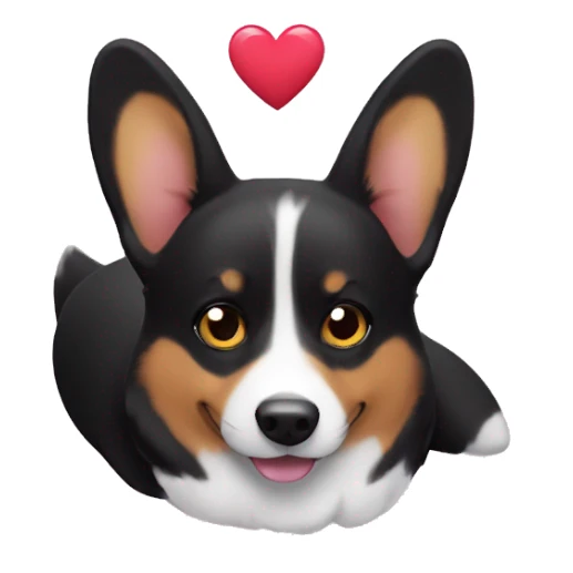Black corgi with heart eyes  sticker