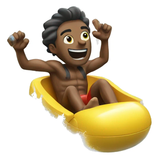 A man rides a slide in a water park  sticker