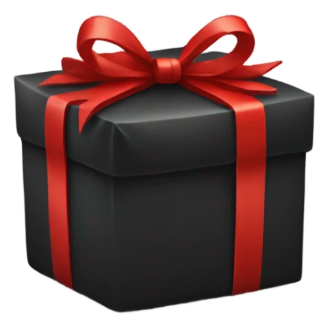 black present with red bow on the side sticker