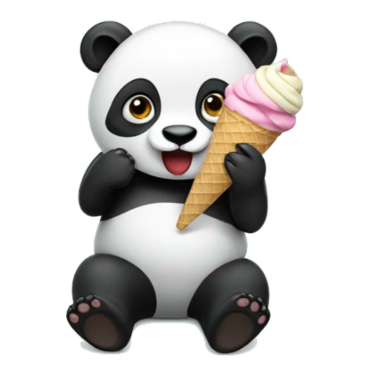 Panda eating ice cream sticker