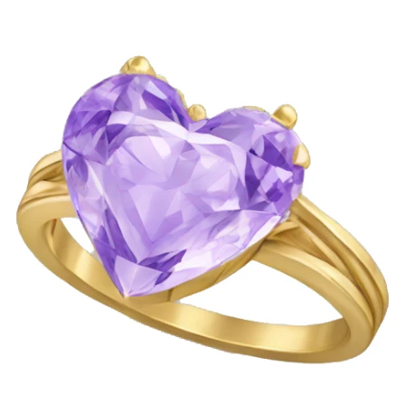 gold ring with a lavender heart diamond sticker