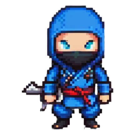 a pixel art ninja character sticker
