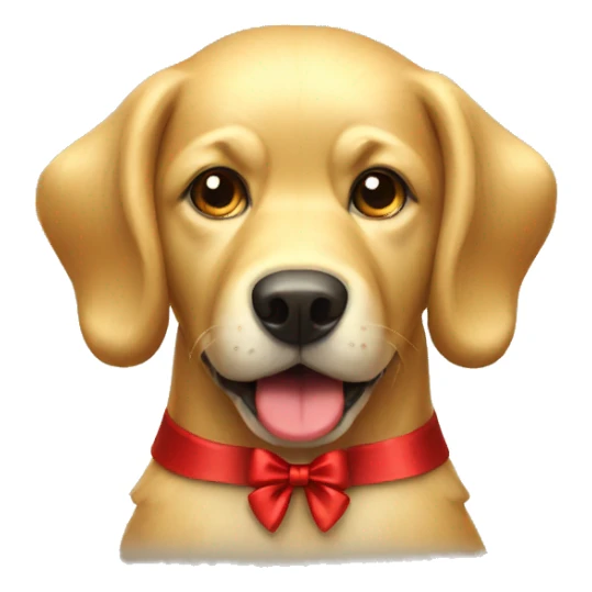 Golden dog with red bow  sticker