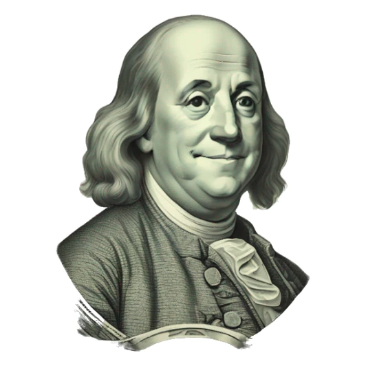 Benjamin Franklin dollar with great smile sticker