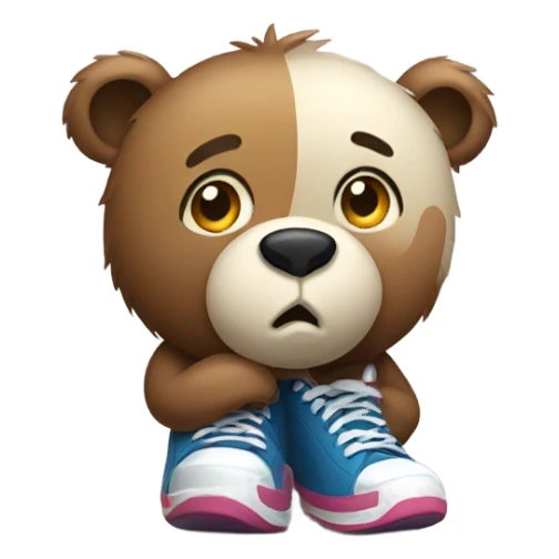 Sad bear wearing shoes sticker
