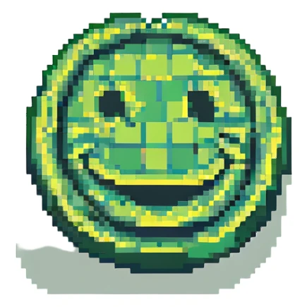 green blocky retro smiley face sticker