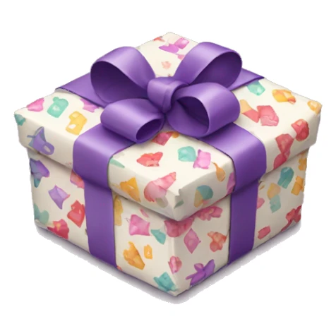 A present wrapped in cute paper, with a bow sticker