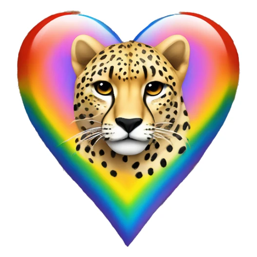 rainbow heart with cheetah print ￼ sticker