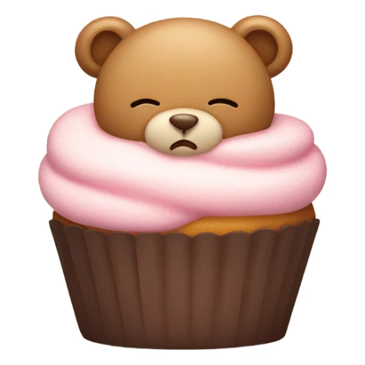 Sleeping teddy bear with cupcake on its head sticker