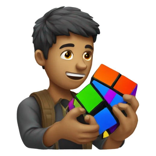 person solving rubiks cube sticker