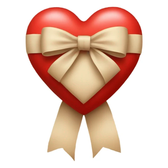 red heart with beige bow sticker