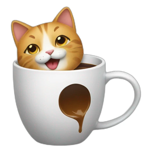 a cat drops a coffee mug sticker