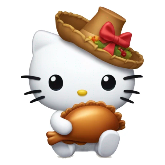 Hello kitty with a thanksgiving turkey sticker