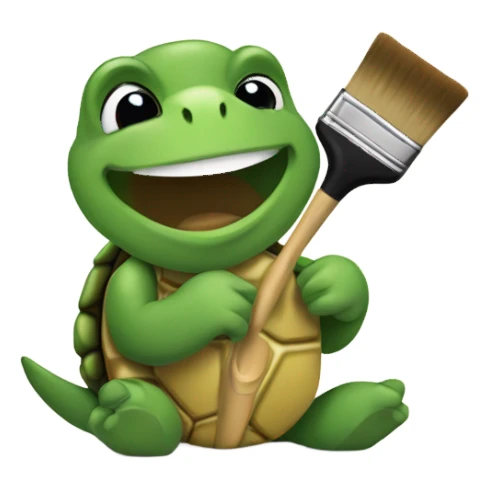 Turtle with a painting brush  sticker
