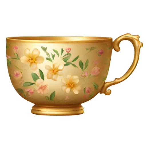 Golden teacup with floral pattern  sticker