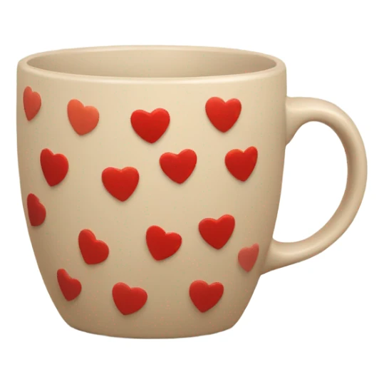 beige mug with red hearts around it sticker