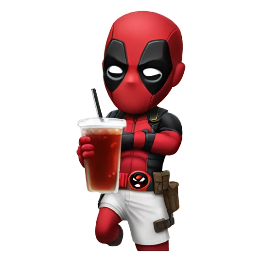 Deadpool holding a drink sticker