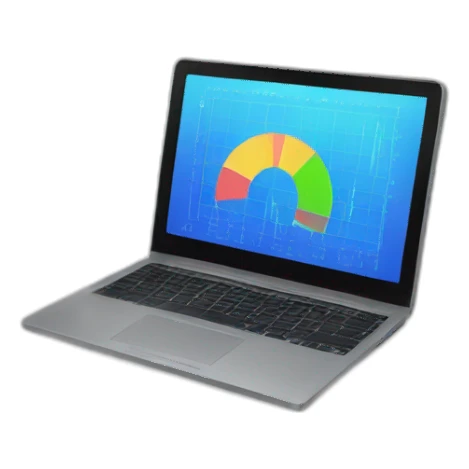 laptop with charts sticker