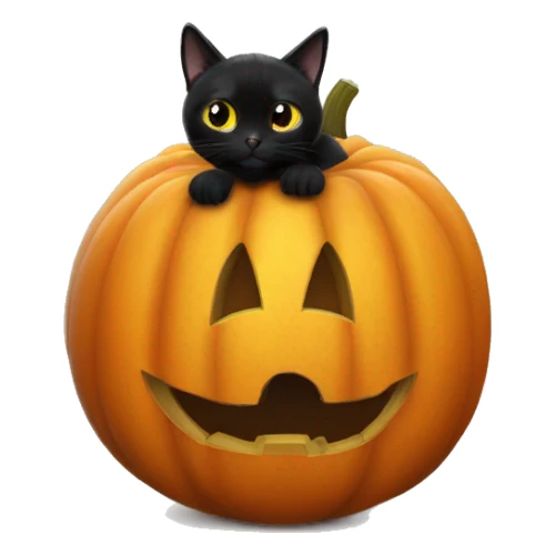 Black cat inside a pumpkin poking its head out  sticker